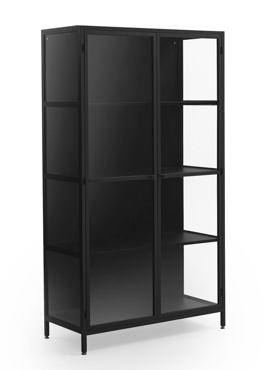 Vitrina puertas y laterales de cristal con estructura de  metal
