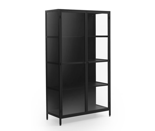 Vitrina puertas y laterales de cristal estructura metal negra