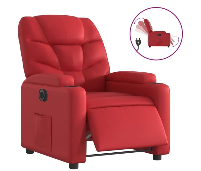 Vidaxl sillón reclinable eléctrico de cuero sintético rojo