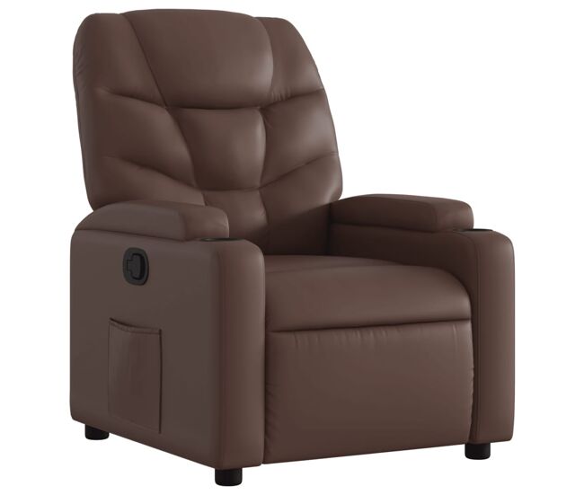 Vidaxl sillón reclinable de cuero sintético marrón