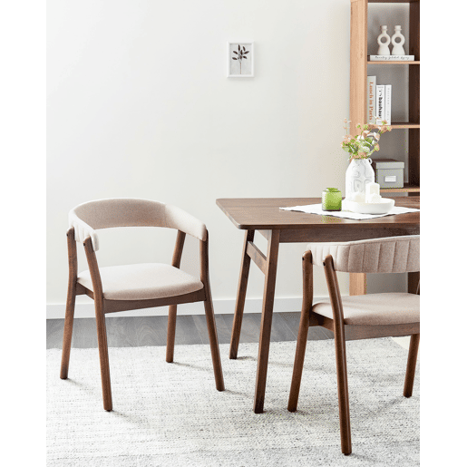 Conjunto de 2 cadeiras de jantar MYLO Tecido Creme