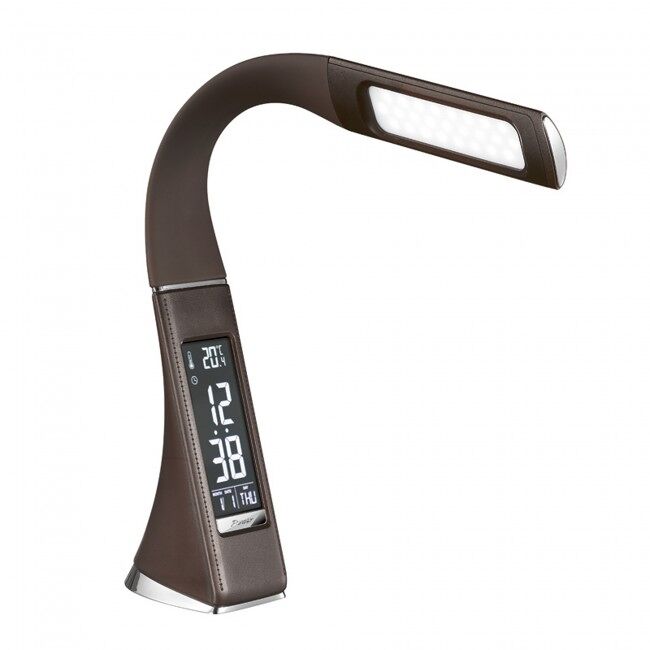 Flexo orientable led 5w con reloj digital pipo marrón 5500k
