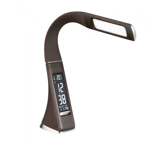 Flexo orientable led 5w con reloj digital pipo marrón 5500k