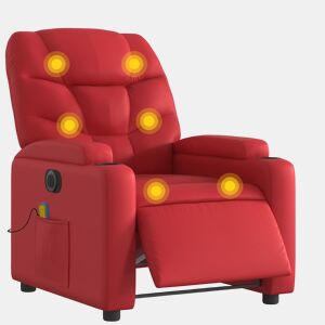vidaXL Poltrona massagens reclinável elétrica couro artif. vermelho