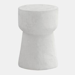 Mesa de apoio em cimento branco poliresina cor de areia