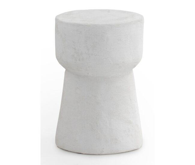 Mesa auxiliar color cemento blanco de poliresina