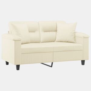 vidaXL Sofá 2 lugares + almofadas decorativas 120cm couro artif. creme