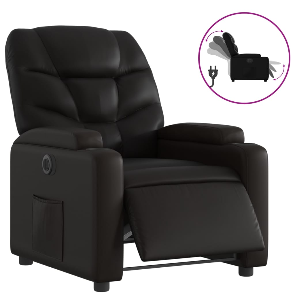 Vidaxl sillón reclinable eléctrico de cuero sintético negro