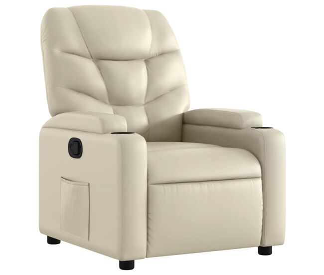 Vidaxl sillón reclinable de cuero sintético crema