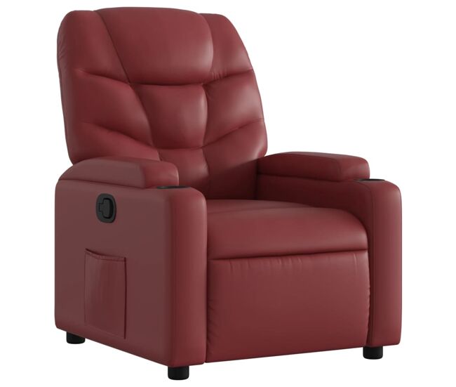 Vidaxl sillón reclinable de cuero sintético rojo tinto