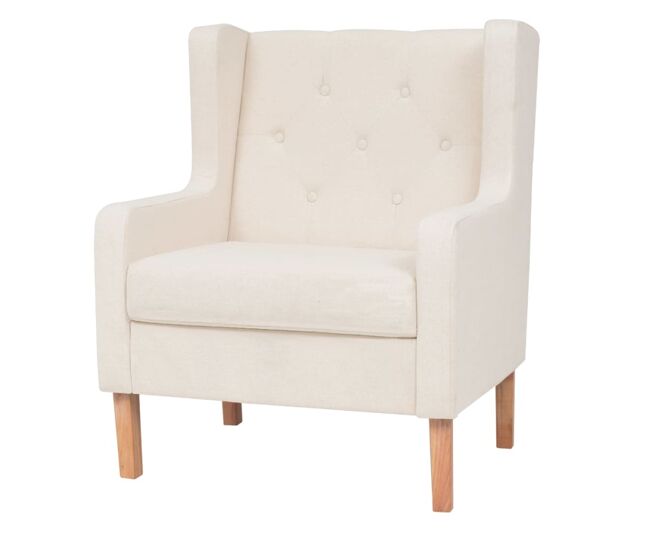 Vidaxl sillón de tela color blanco crema