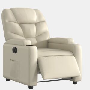 vidaXL Poltrona reclinável elétrica couro artificial cor creme