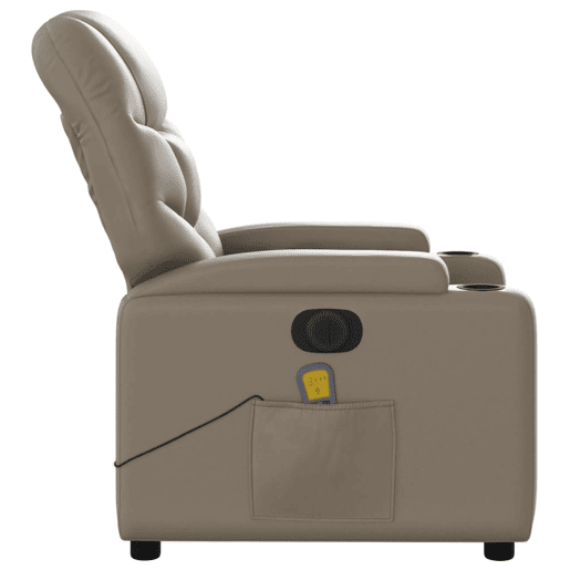 vidaXL Poltrona massagens reclinável elétrica couro artif. cappuccino vidaXL Poltrona massagens reclinável elétrica couro artif. cappuccino