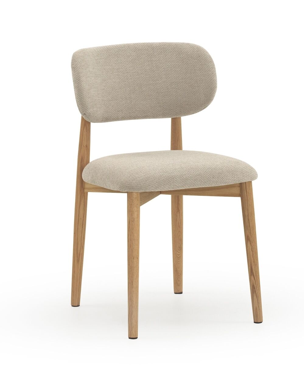 Pack 4 sillas madera de roble natural tapizado en beig