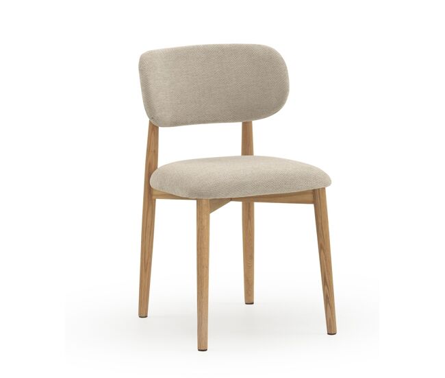 Pack 4 sillas madera de roble natural tapizado en beig