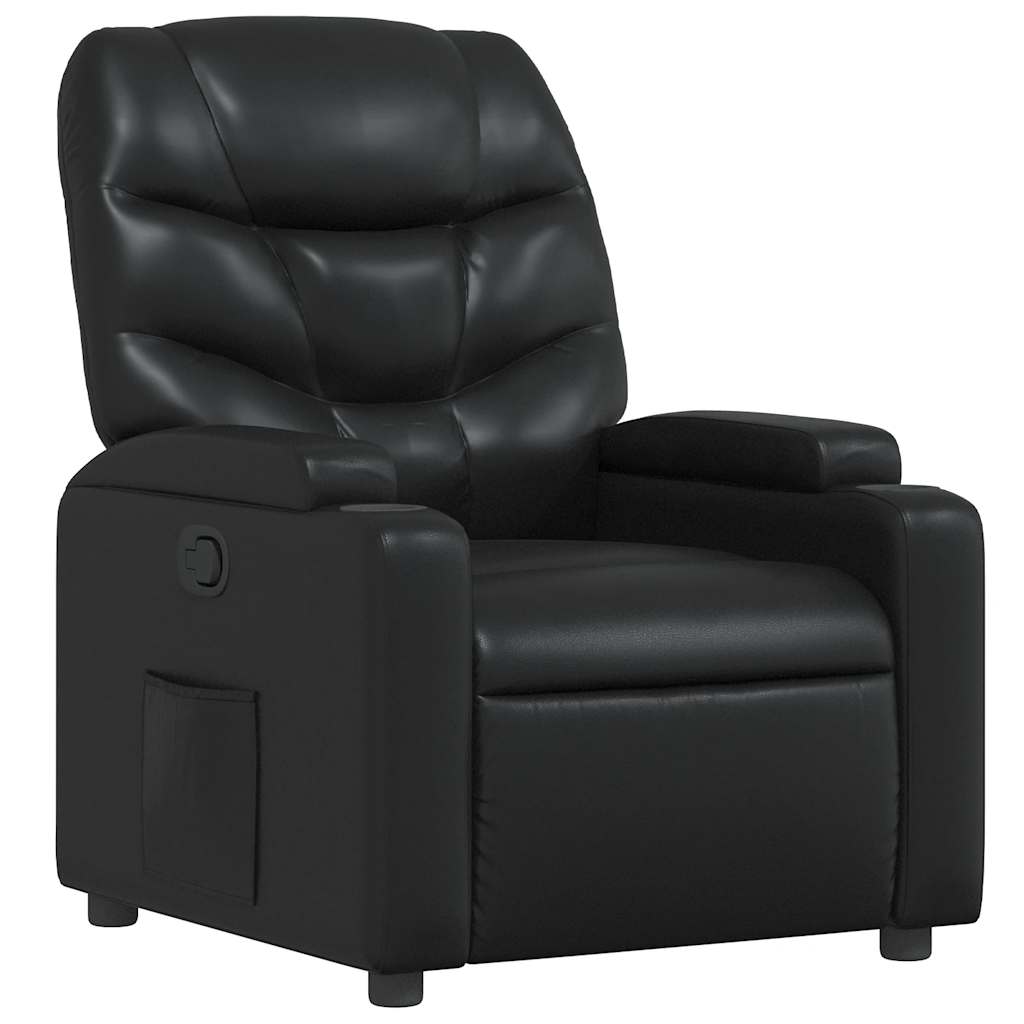 Vidaxl sillón reclinable de piel sintética negra