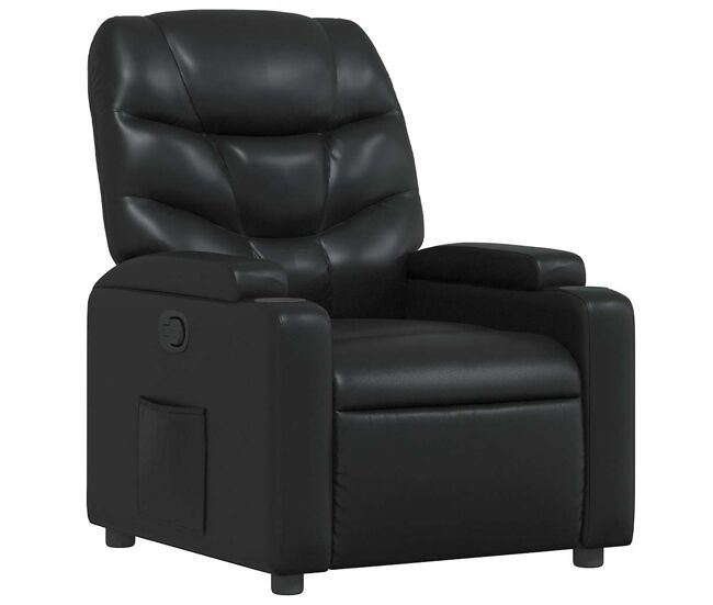 Vidaxl sillón reclinable de piel sintética negra
