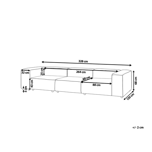 Beliani Sofá modular Bombazine ARDAL Beliani Sofá modular Bombazine ARDAL