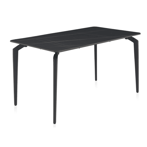 Mesa de cerâmica preta com pés de metal preto 140x80