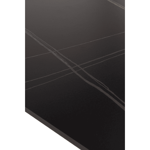 Mesa de cerâmica preta com pés de metal preto 140x80