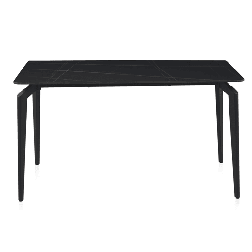 Mesa de cerâmica preta com pés de metal preto 140x80