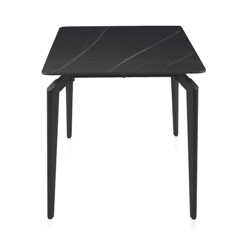 Mesa de cerâmica preta com pés de metal preto 140x80