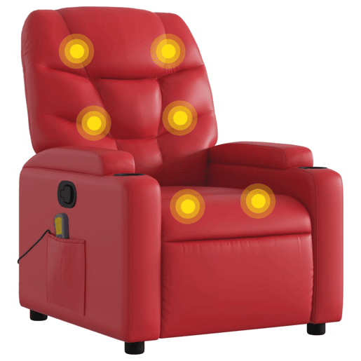 vidaXL Poltrona de massagens reclinável couro artificial vermelho vidaXL Poltrona de massagens reclinável couro artificial vermelho