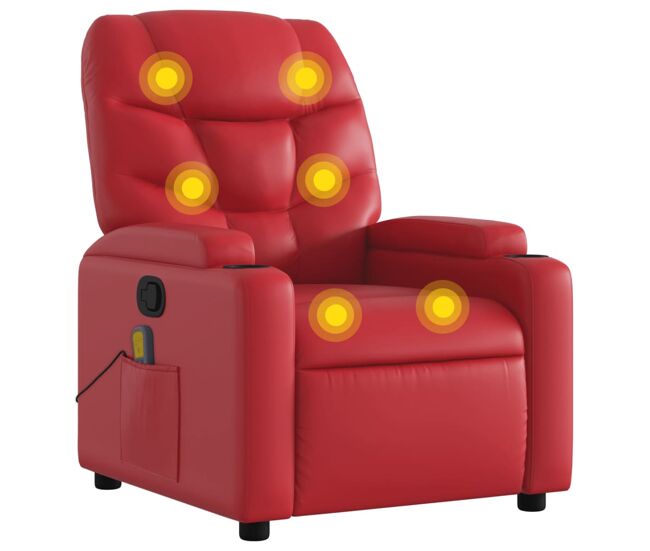 Vidaxl sillón de masaje reclinable cuero sintético rojo