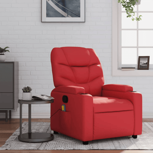 vidaXL Poltrona de massagens reclinável couro artificial vermelho vidaXL Poltrona de massagens reclinável couro artificial vermelho