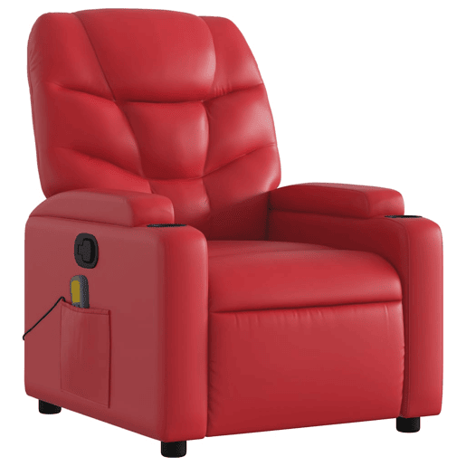 vidaXL Poltrona de massagens reclinável couro artificial vermelho vidaXL Poltrona de massagens reclinável couro artificial vermelho