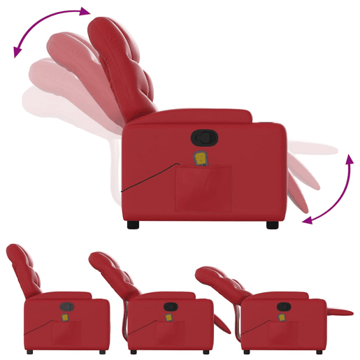 vidaXL Poltrona de massagens reclinável couro artificial vermelho vidaXL Poltrona de massagens reclinável couro artificial vermelho