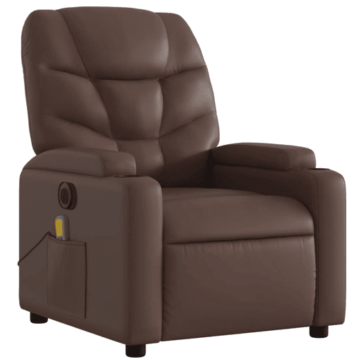 vidaXL Poltrona massagens reclinável elétrica couro artif. castanho