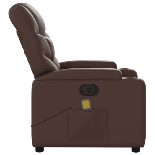 vidaXL Poltrona massagens reclinável elétrica couro artif. castanho