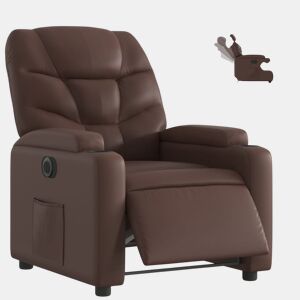 vidaXL Poltrona reclinável elétrica couro artificial castanho