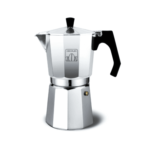 Cecotec Cafeteira italiana de alumínio com capacidade para 9 chávenas de café, fácil de limpar e apta para todo o tipo de fogões.