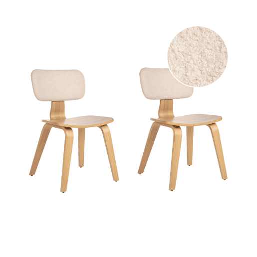 Conjunto de 2 cadeiras de jantar LUCINDA Madeira Castanho claro