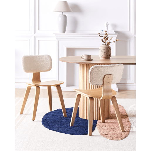 Conjunto de 2 cadeiras de jantar LUCINDA Madeira Castanho claro