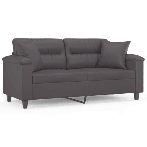 vidaXL Sofá 2 lugares + almofadas decorativas 140cm couro artif. cinza vidaXL Sofá 2 lugares + almofadas decorativas 140cm couro artif. cinza