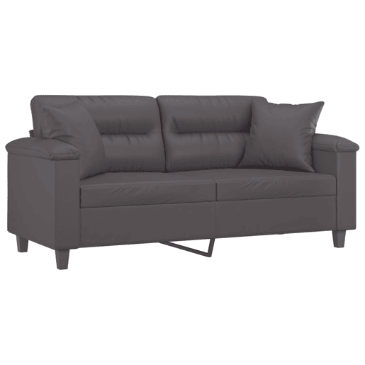 vidaXL Sofá 2 lugares + almofadas decorativas 140cm couro artif. cinza vidaXL Sofá 2 lugares + almofadas decorativas 140cm couro artif. cinza