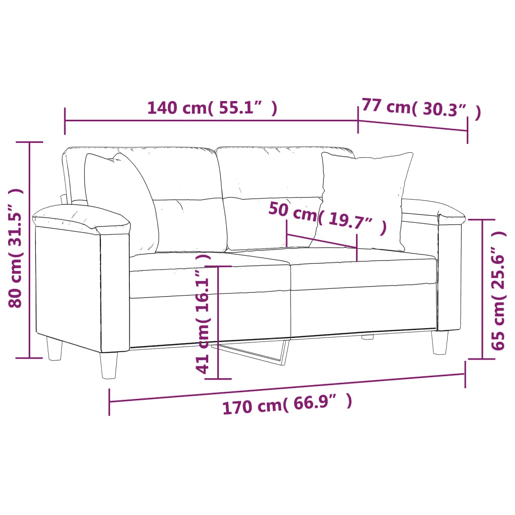 vidaXL Sofá 2 lugares + almofadas decorativas 140cm couro artif. cinza vidaXL Sofá 2 lugares + almofadas decorativas 140cm couro artif. cinza