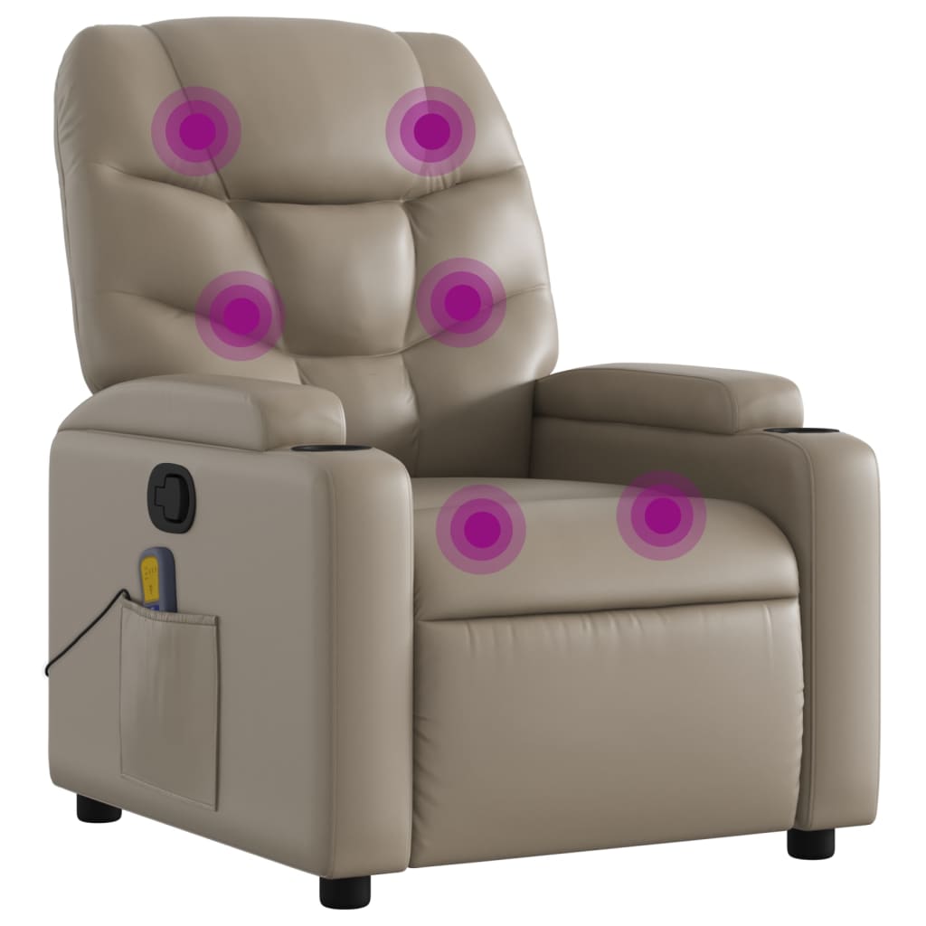 Vidaxl sillón de masaje reclinable cuero sintético color capuchino