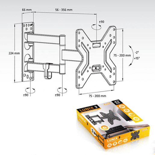 Suporte TV Axil 0591E 17-42 25 Kg Preto