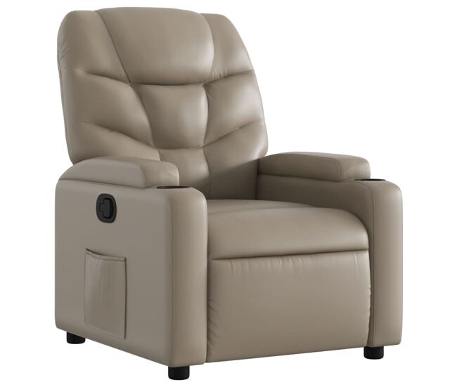 Vidaxl sillón reclinable de cuero sintético color capuchino