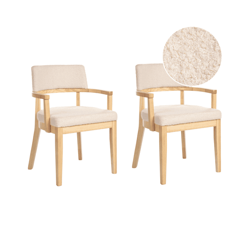 Conjunto de 2 cadeiras de jantar DALBO Bouclé Castanho claro