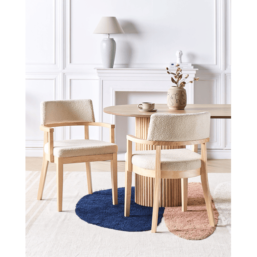 Conjunto de 2 cadeiras de jantar DALBO Bouclé Castanho claro