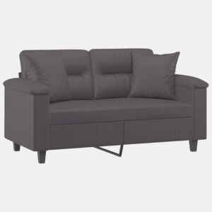 vidaXL Sofá 2 lugares + almofadas decorativas 120cm couro artif. cinza
