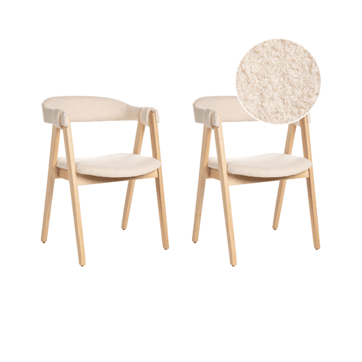 Conjunto de 2 cadeiras de jantar DAY Bouclé Castanho claro