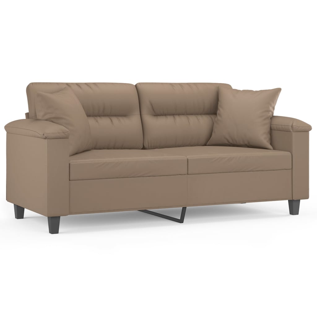 Vidaxl sofá de 2 plazas con cojines cuero sintético capuchino 140 cm