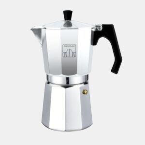 Cecotec Cafeteira italiana de alumínio com capacidade para 3 chávenas de café, fácil de limpar e apta para todo o tipo de fogões.