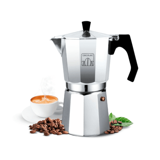 Cecotec Cafeteira italiana de alumínio com capacidade para 3 chávenas de café, fácil de limpar e apta para todo o tipo de fogões.